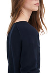 Cotton Cashmere Boxy V-Neck Sweater in Dark Navy