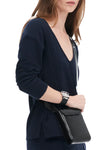 Cotton Cashmere Boxy V-Neck Sweater in Dark Navy