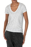 Sublime Wash Slub Jersey Schoolboy V Neck Tee in Silver