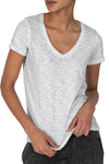 Sublime Wash Slub Jersey Schoolboy V Neck Tee in Silver