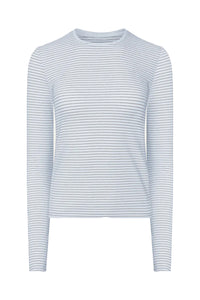 Striped Stretch Cotton Long Sleeve Baby Tee in Cool Water Multi
