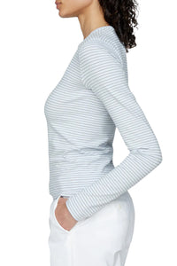Striped Stretch Cotton Long Sleeve Baby Tee in Cool Water Multi