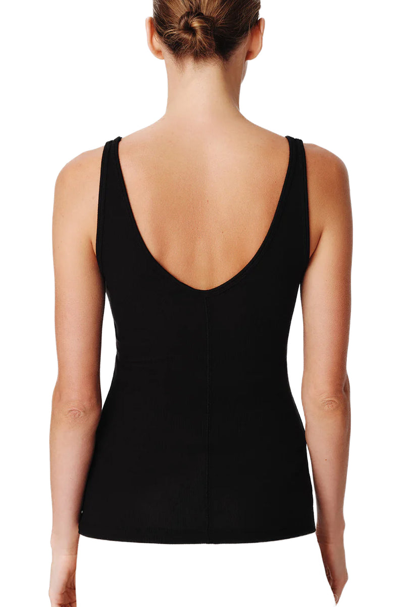 Modal Rib V-Neck Tank in Black