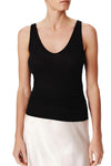 Modal Rib V-Neck Tank in Black