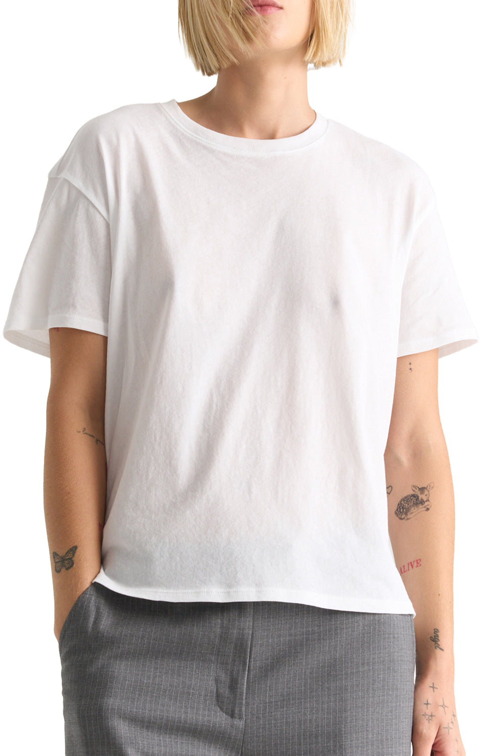Vintage Jersey Crew Neck Tee in White