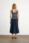 Amber Dress in Maritime Blue Cream Wide Stripe