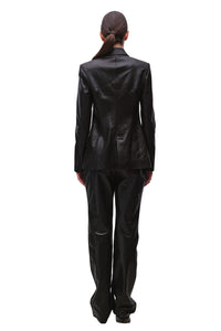 Ambine Leather Straight Leg Pant in Black
