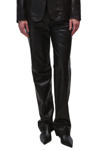 Ambine Leather Straight Leg Pant in Black