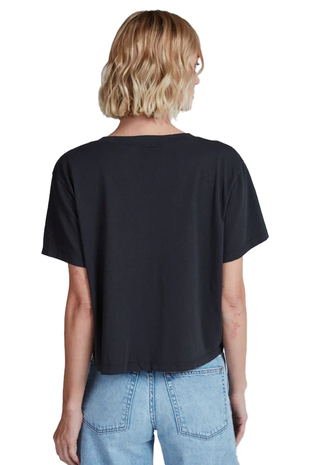 Shrunken V Tee in Stone Black