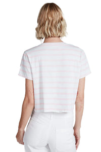 Shrunken V Tee in Thin Stripe Pink