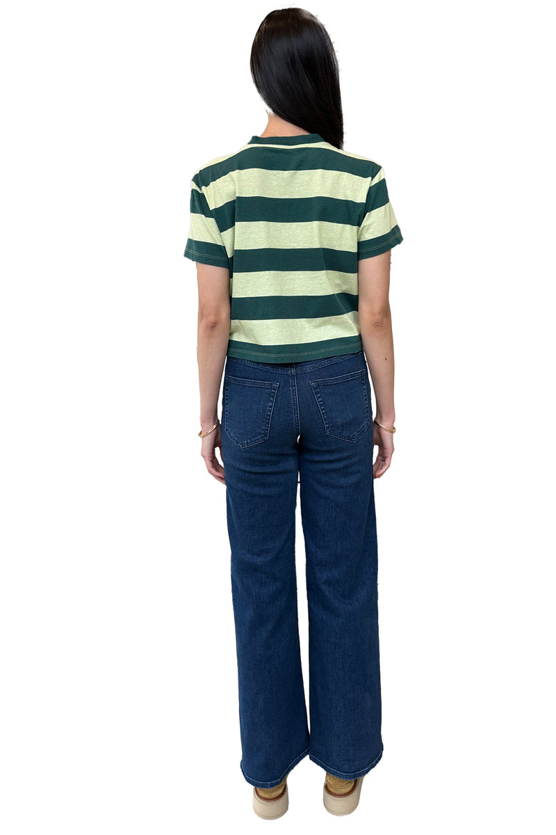 Shrunken Boy Tee in Tonal Green Stripe