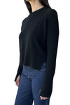 Cropped Boxy Crew w/ Slits in Black