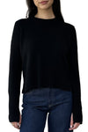 Cropped Boxy Crew w/ Slits in Black