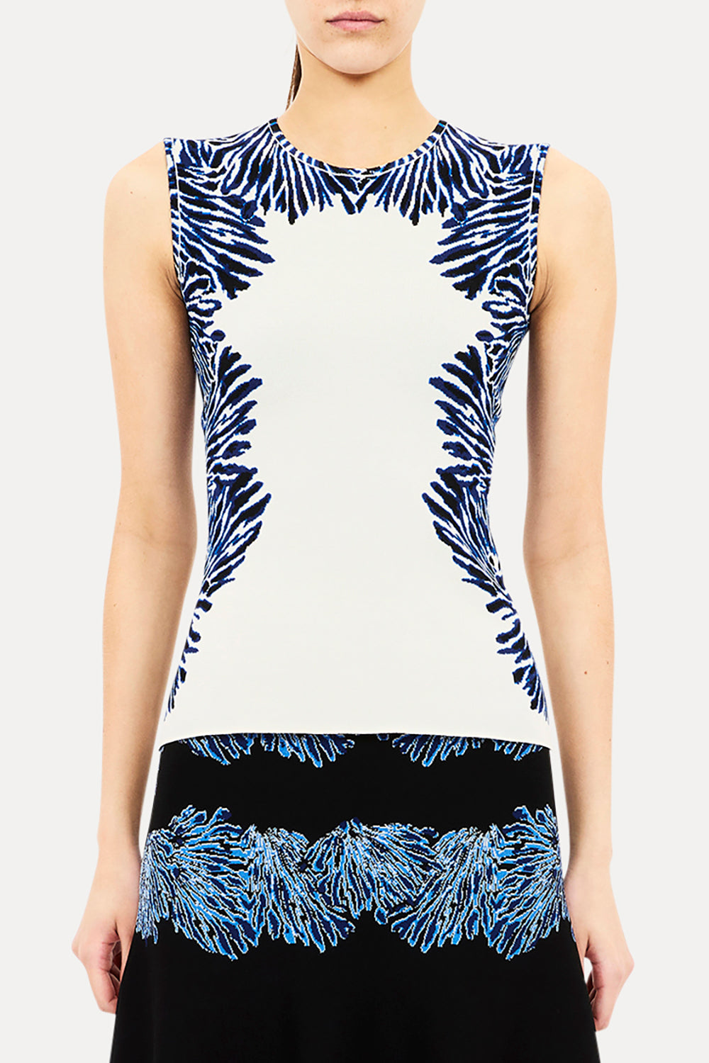 Aylin Sleeveless Knit Jacquard Top in Lapis