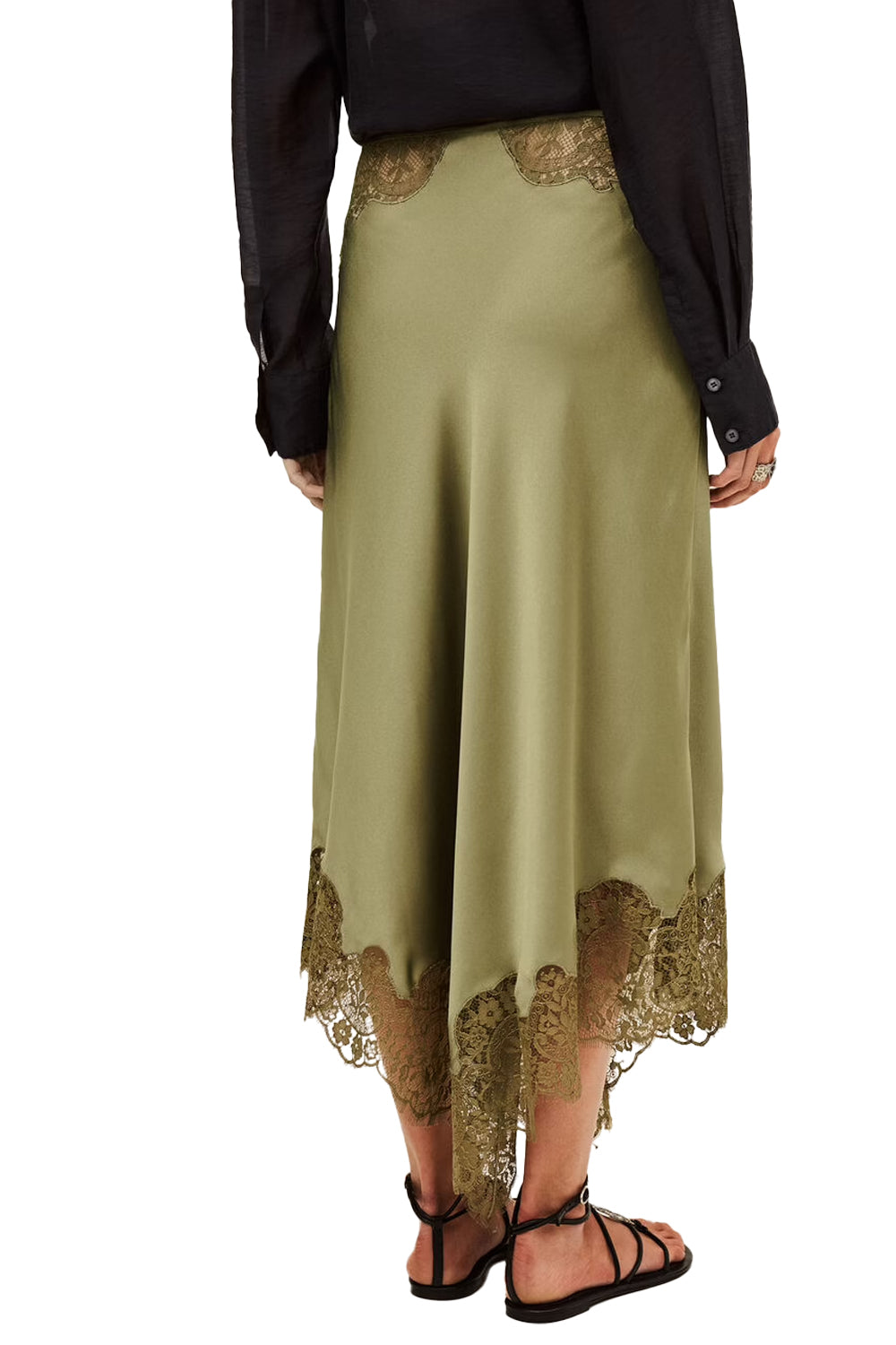 Coni Flared Midi Skirt in Green