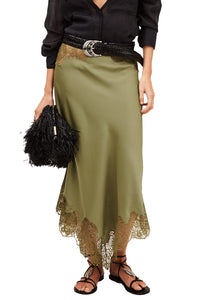 Coni Flared Midi Skirt in Green