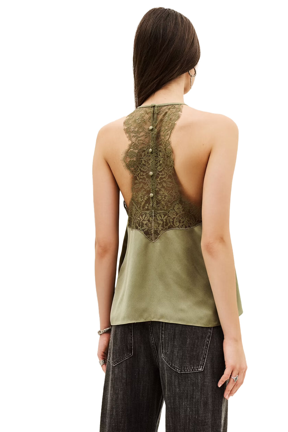 Corina Satin Cami Top in Green