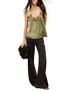 Corina Satin Cami Top in Green