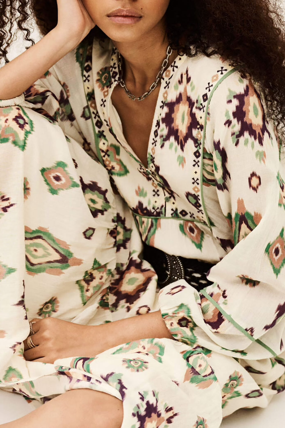 Oelia Midi Dress in Ecru