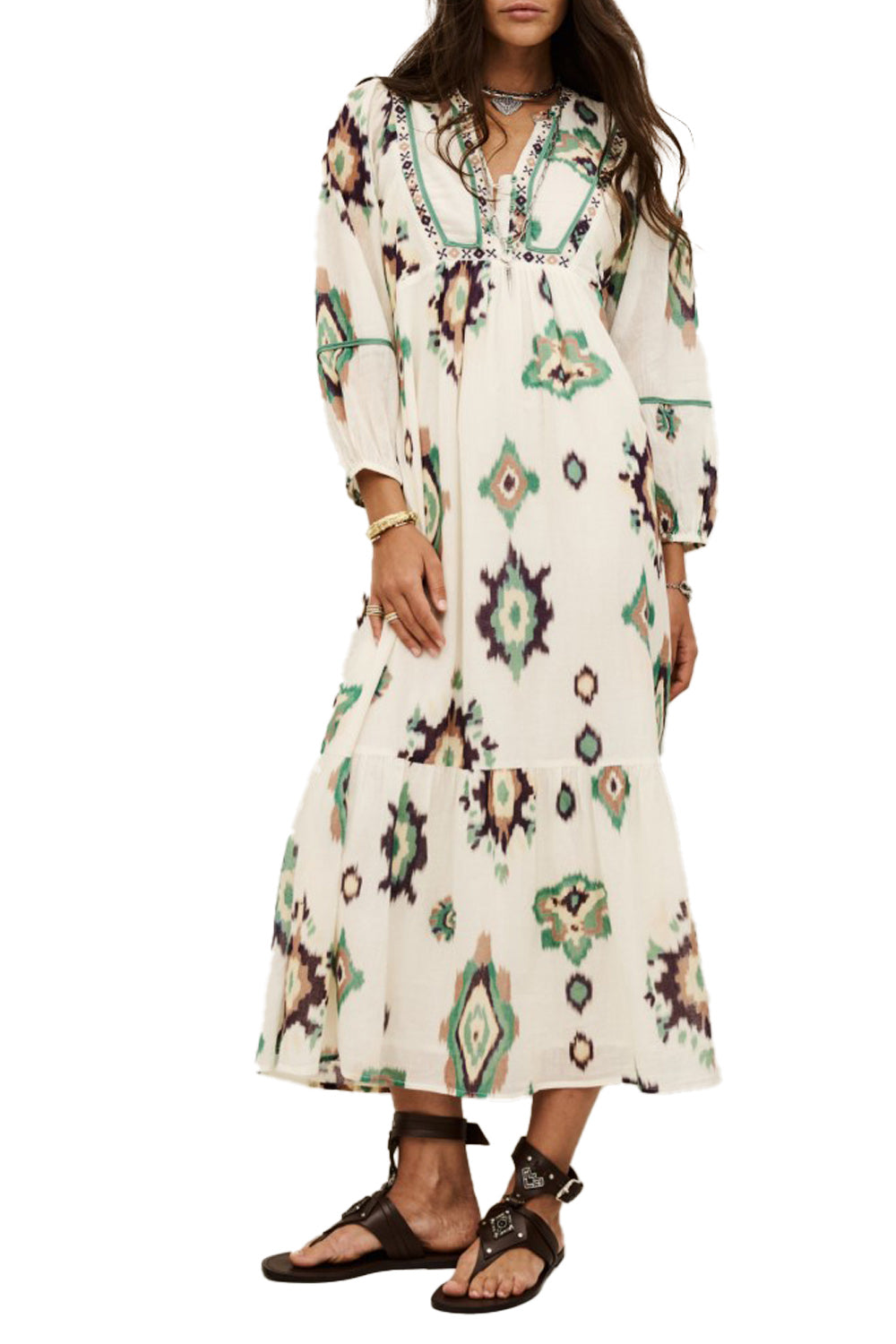 Oelia Midi Dress in Ecru