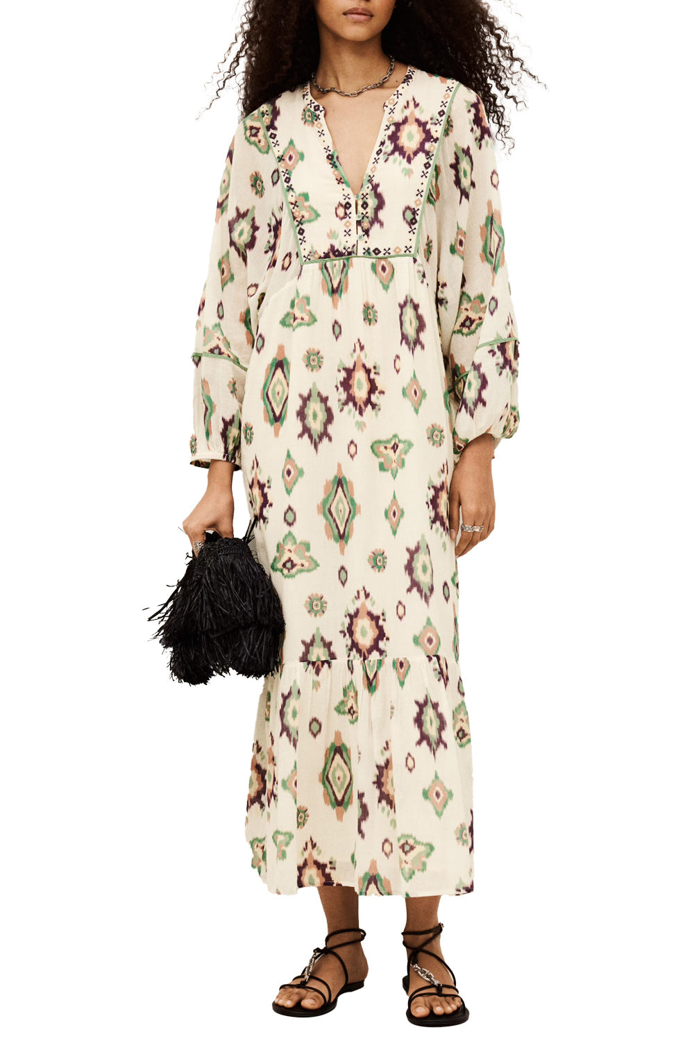 Oelia Midi Dress in Ecru