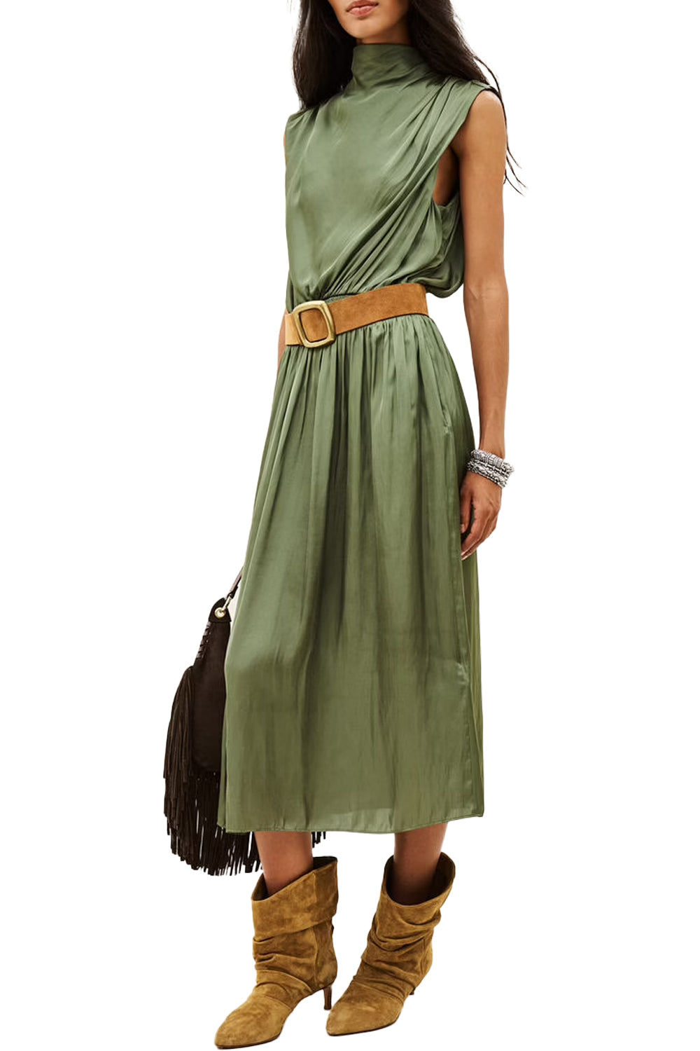 Celea Midi Dress in Kaki