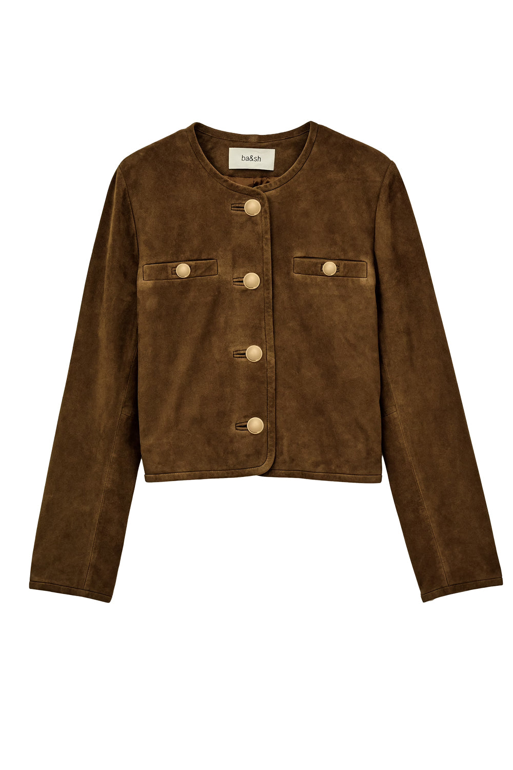 Mella Cropped Suede Jacket in Terre