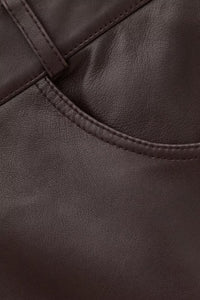 Solene Leather Pencil Skirt in Aubergine