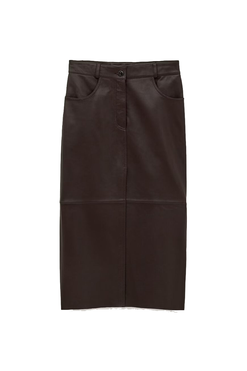 Solene Leather Pencil Skirt in Aubergine