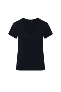 Iconic Pima Stretch Fitted V Neck in Black