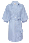 Kate Belted Dress in Blue Stripe