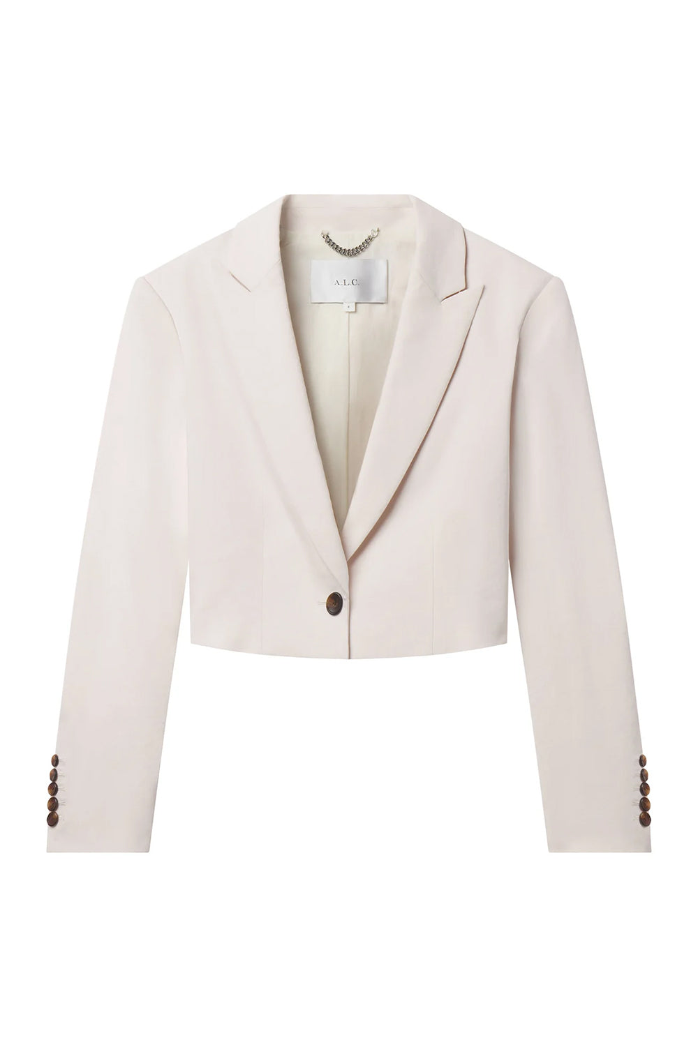 Cam Cropped Linen Jacket in Buttercream