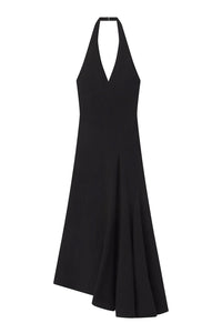 Celina Linen Halter Midi Dress in Black