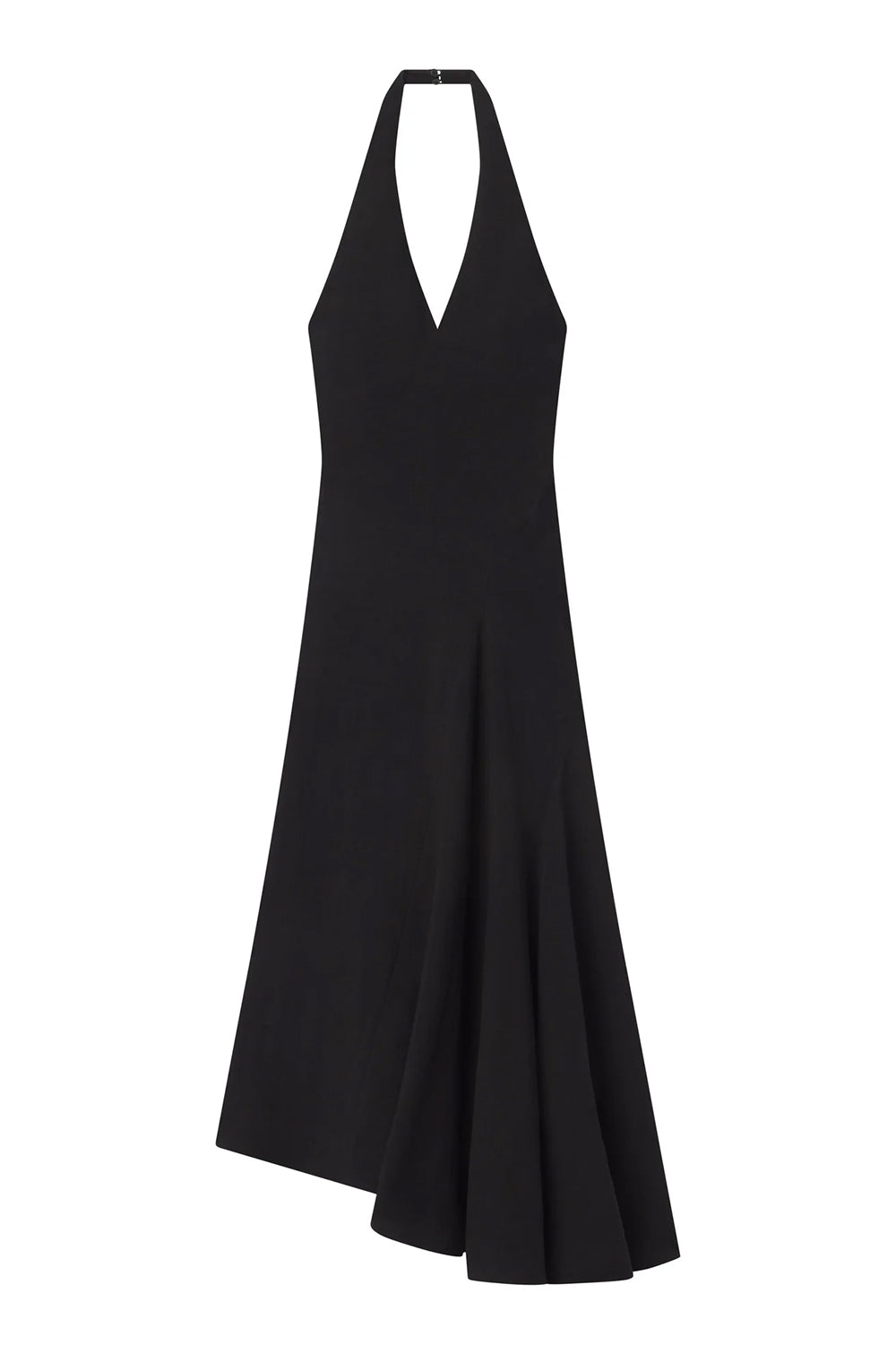 Celina Linen Halter Midi Dress in Black