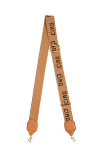 Adjustable Crossbody Strap in Tan with Chocolate Ciao