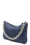 Flat Clutch with Tabs in Bright Navy Puffy Woven