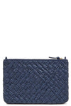 Flat Clutch with Tabs in Bright Navy Puffy Woven