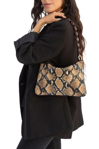 Flat Clutch with Tabs in Tan Desert Snake