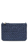 Flat Clutch with Tabs in Bright Navy Puffy Woven