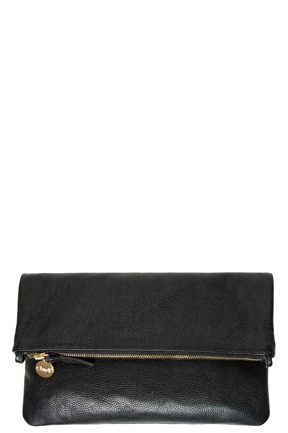 Foldover Clutch with Tabs in Black Petit Caviar