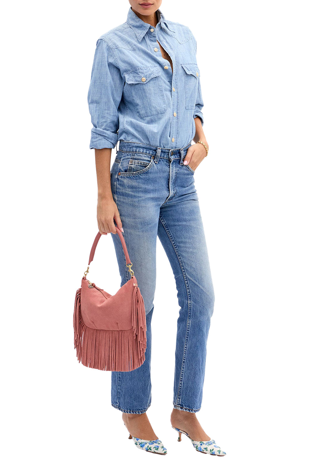 Petit Moyen in Rose Clay Suede Fringe