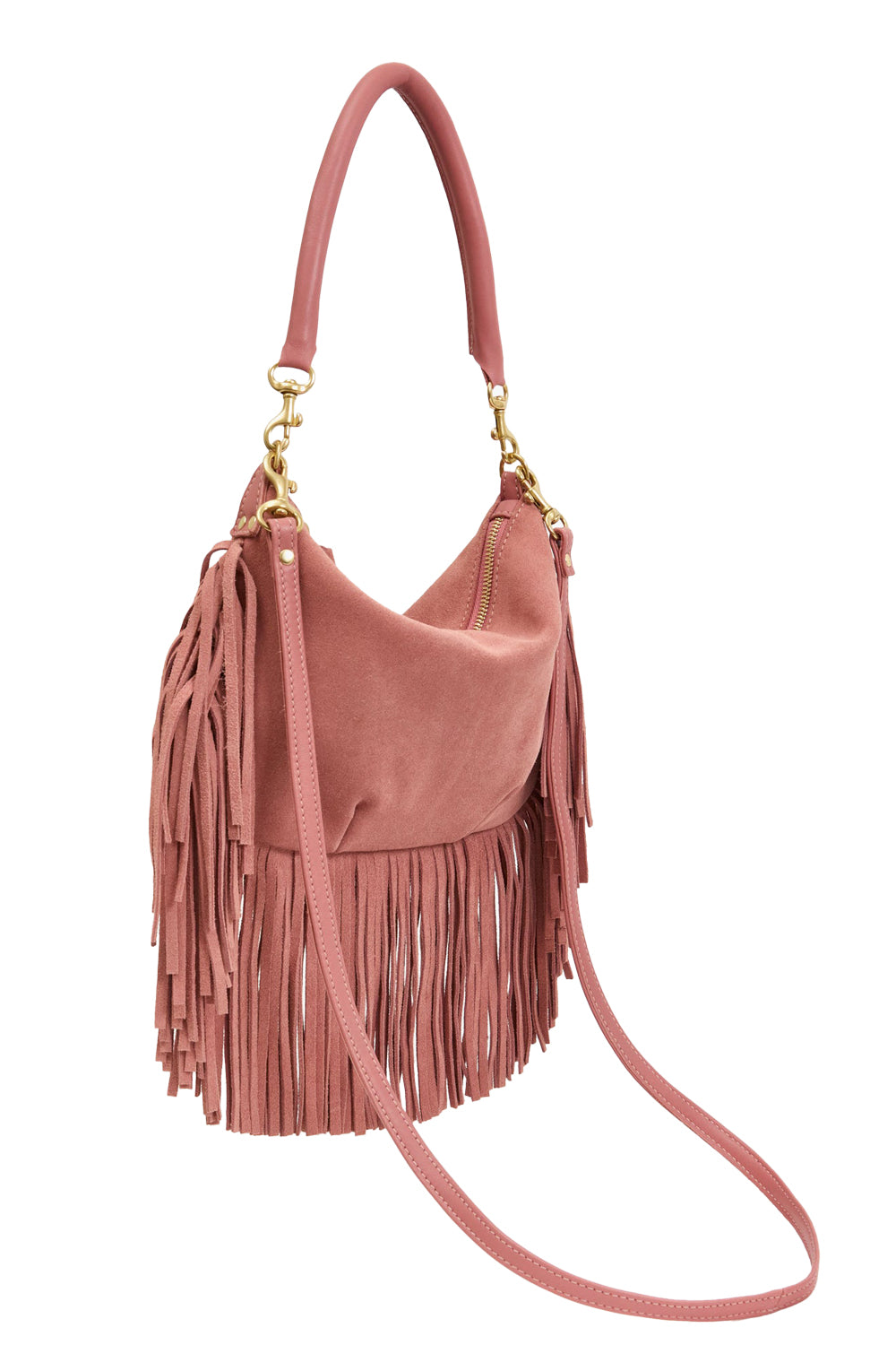 Petit Moyen in Rose Clay Suede Fringe