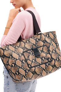 Grande Bateau Tote in Tan Desert Snake