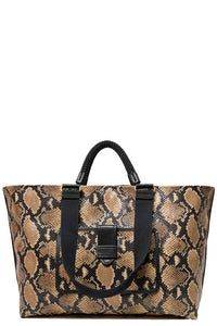 Grande Bateau Tote in Tan Desert Snake