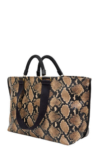 Grande Bateau Tote in Tan Desert Snake