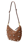 Lune Shoulder Bag in Choco Bar w/ Studs