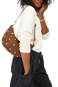 Lune Shoulder Bag in Choco Bar w/ Studs