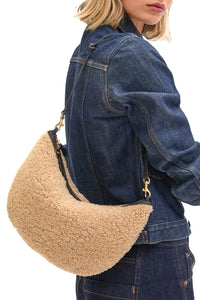Lune Shoulder Bag in Café Au Lait Shearling