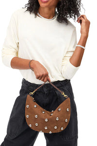 Lune Shoulder Bag in Choco Bar w/ Studs