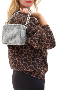 Midi Sac in Silver Woven Étoile